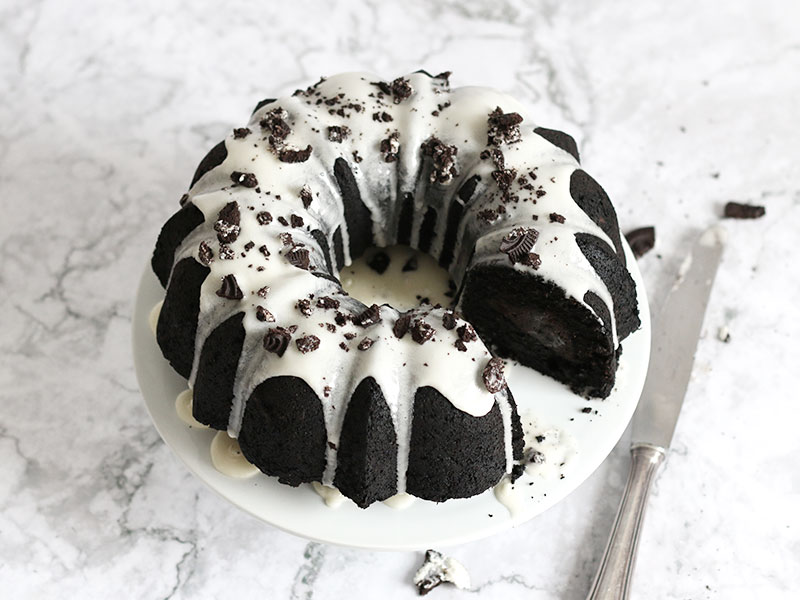Oreo Stuffed Chocolate Bundt Cake | Bake to the roots