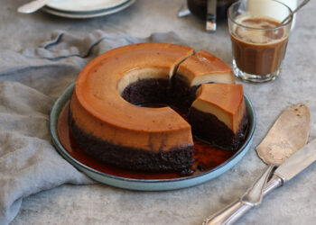 Chocolate Coffee Flan Cake | Bake to the roots