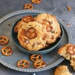 Salted Caramel Pretzel Chocolate Chip Cookies | Bake to the roots