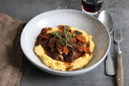Mushroom Bourguignon with Polenta | Bake to the roots