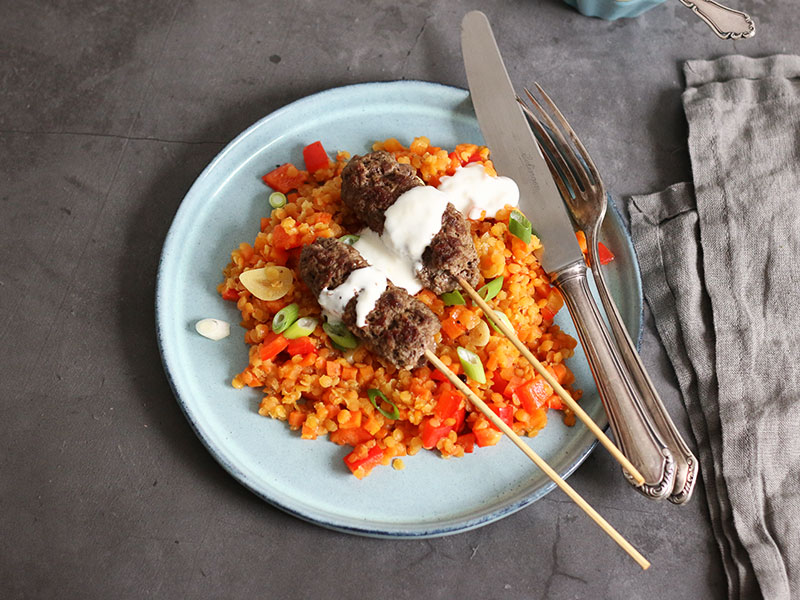 Lauwarmer Linsensalat mit Köfte | Bake to the roots