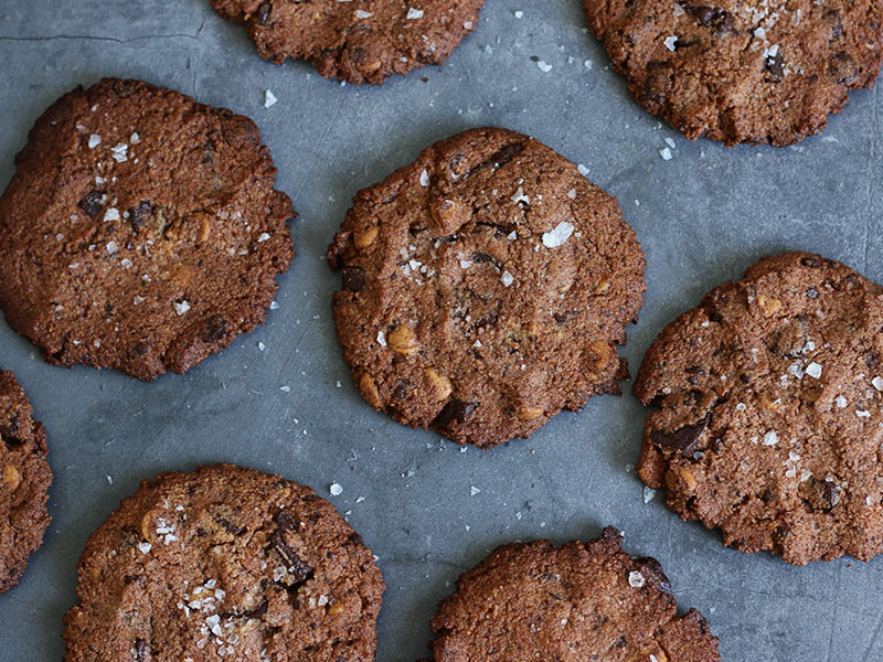 (Gluten-free) Double Chocolate Peanut Butter Cookies | Bake to the roots