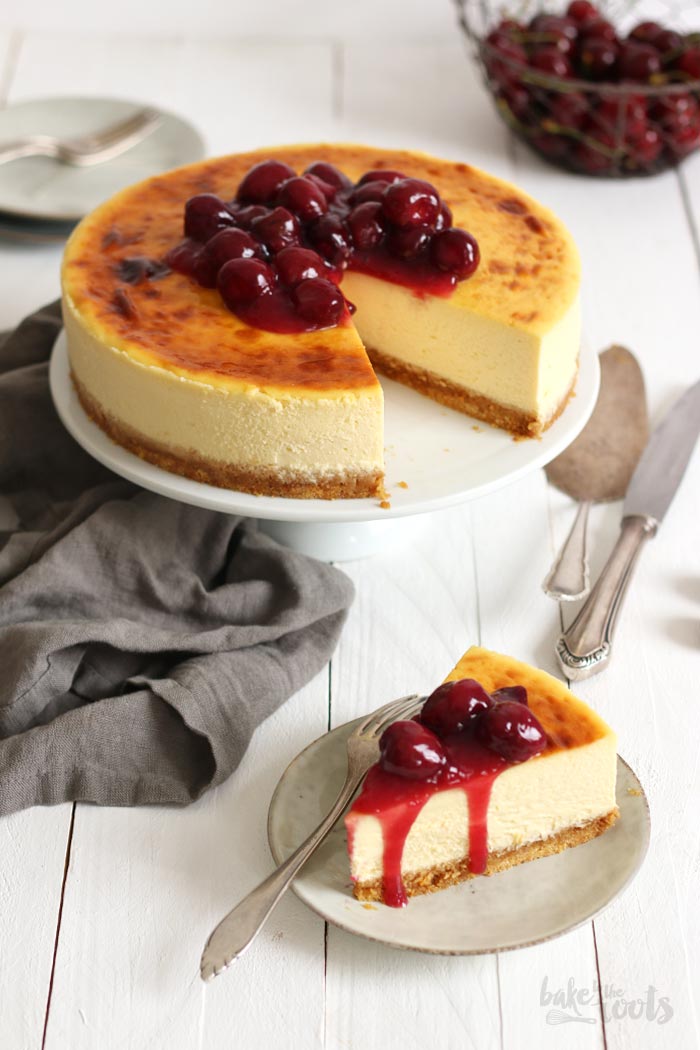 Creamy Cheesecake with Cherry Toping | Bake to the roots