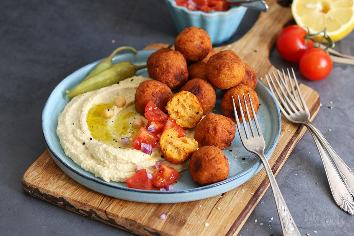 Sweet Potato Falafel with Hummus | Bake to the roots
