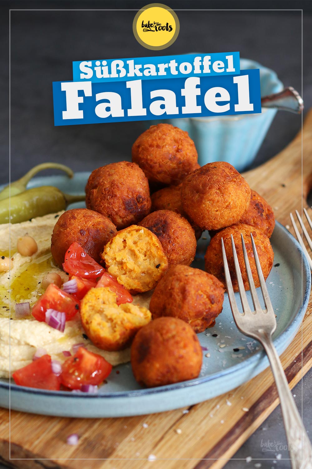 Süßkartoffel Falaffel mit Hummus | Bake to the roots