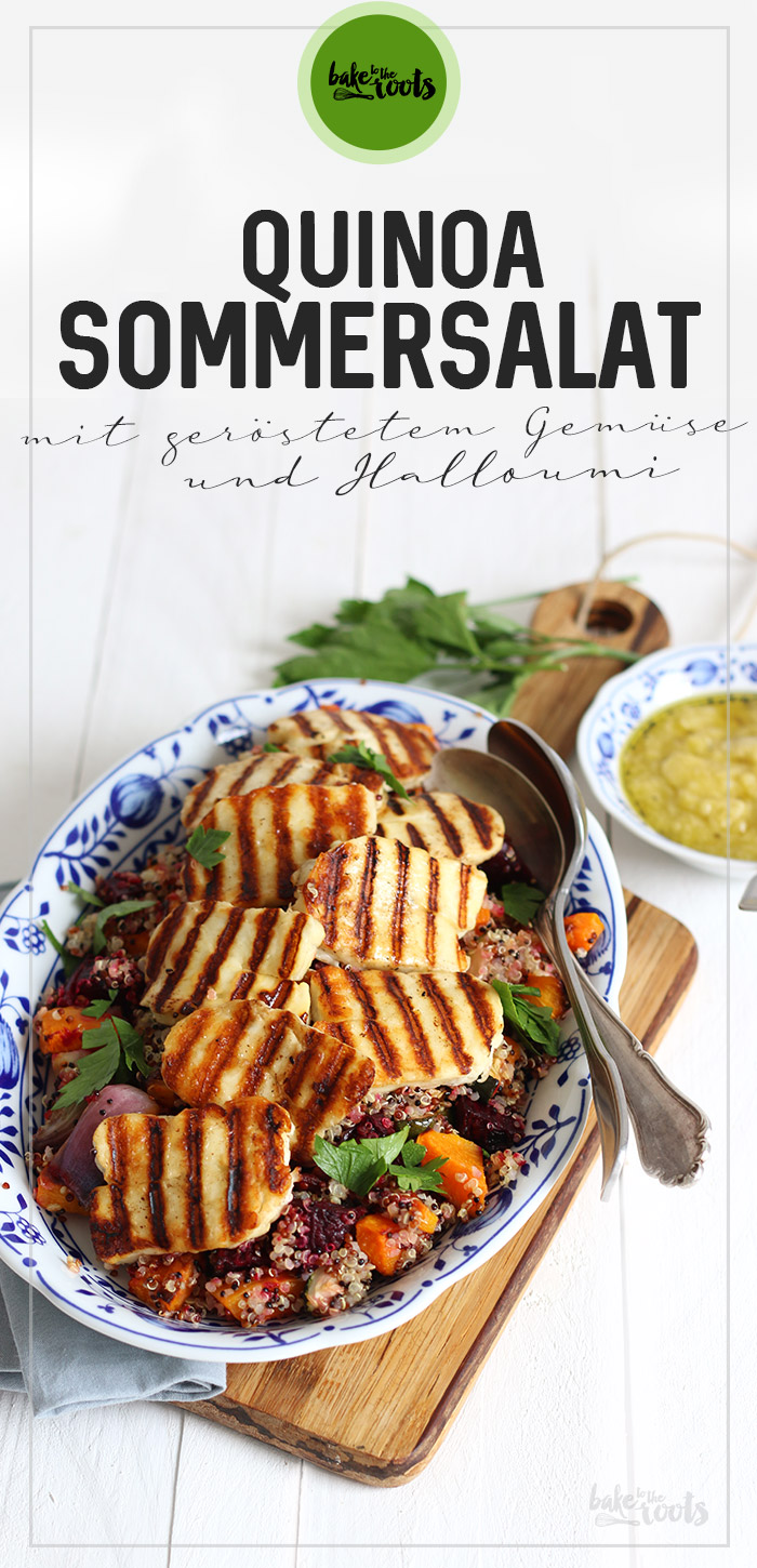 Quinoa Sommersalat mit geröstetem Gemüse und Halloumi | Bake to the roots