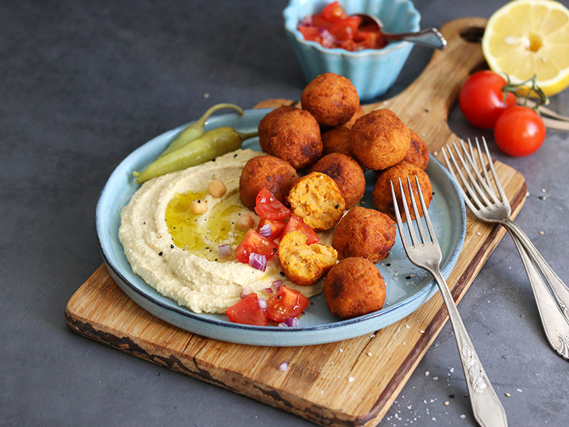 Sweet Potato Falafel with Hummus | Bake to the roots