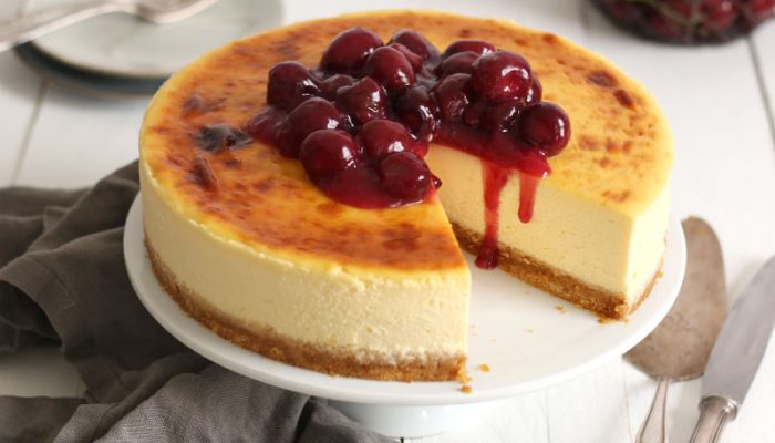 Creamy Cheesecake with Cherry Toping | Bake to the roots