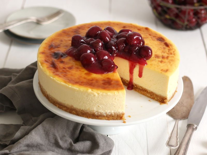 Creamy Cheesecake with Cherry Toping | Bake to the roots
