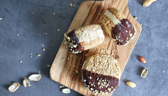 Oatmeal Peanut Butter Cookie Ice Cream Sandwiches | Bake to the roots