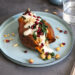 Sweet Potato with Chickpeas, Spinach and Tahini Sauce | Bake to the roots