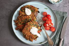 Lentil Zucchini Peppers Fritters | Bake to the roots