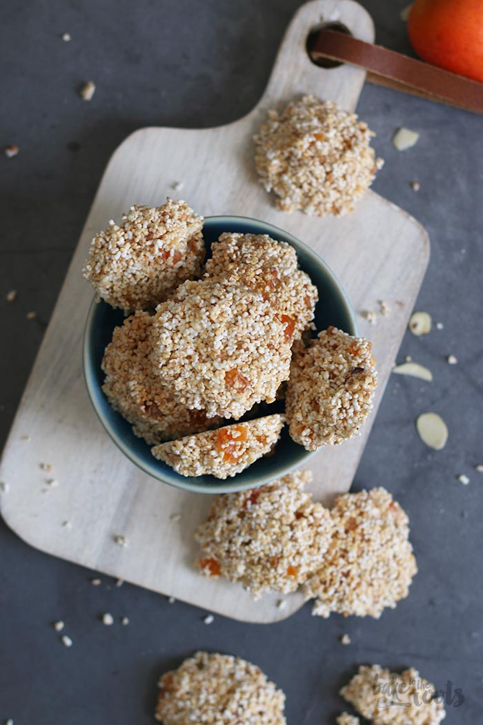 No-Bake Amaranth Apricot Almond White Chocolate Cookies | Bake to the roots