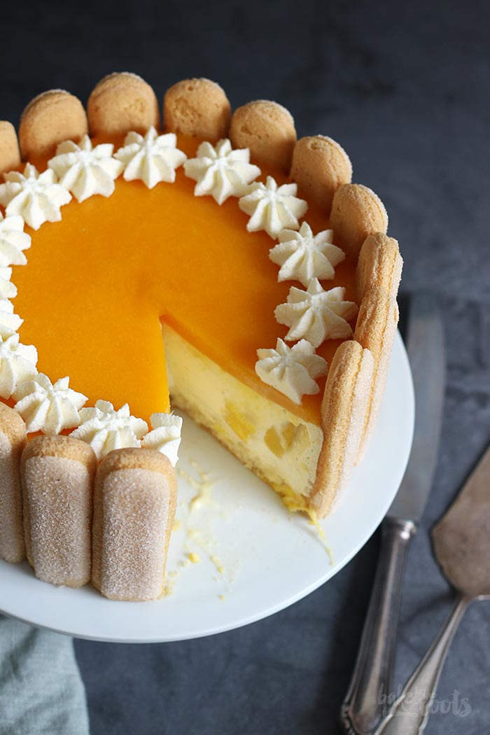 Mango Cheesecake Charlotte | Bake to the roots