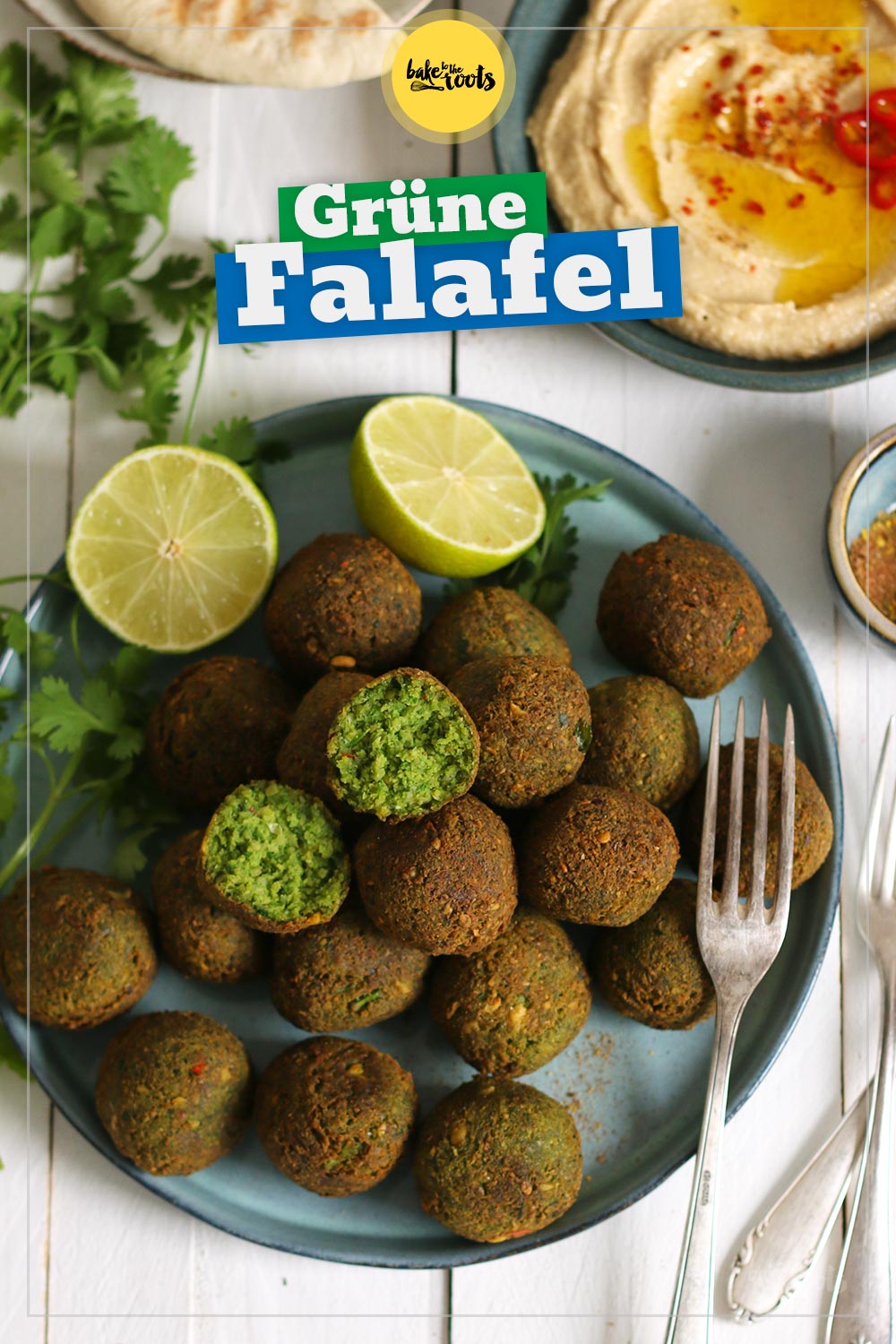 Grüne Falafel mit einfachem Hummus | Bake to the roots