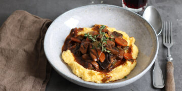 Mushroom Bourguignon with Polenta | Bake to the roots