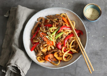 Asiatische Udon Rindfleischpfanne | Bake to the roots