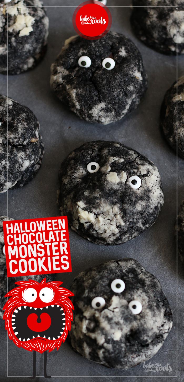 Halloween Double Chocolate Peanut Butter Monster Cookies | Bake to the roots