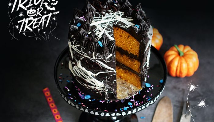 Halloween Spiderweb Pumpkin Chocolate Cake | Bake to the roots