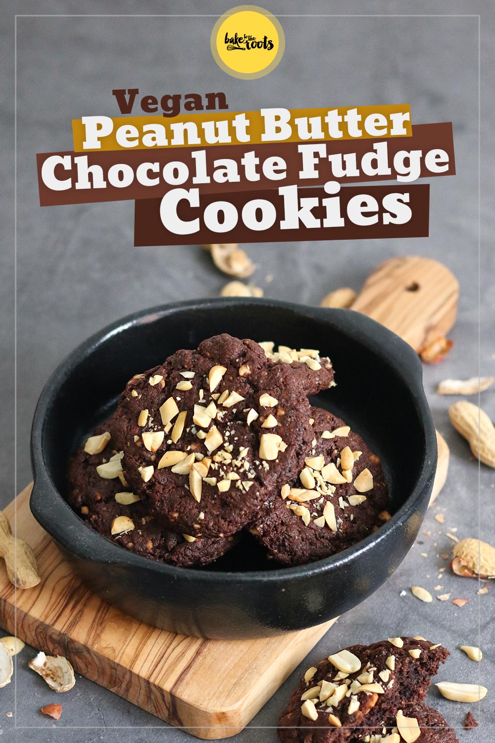 Vegan Peanut Butter Chocolate Fudge Cookies | Bake to the roots