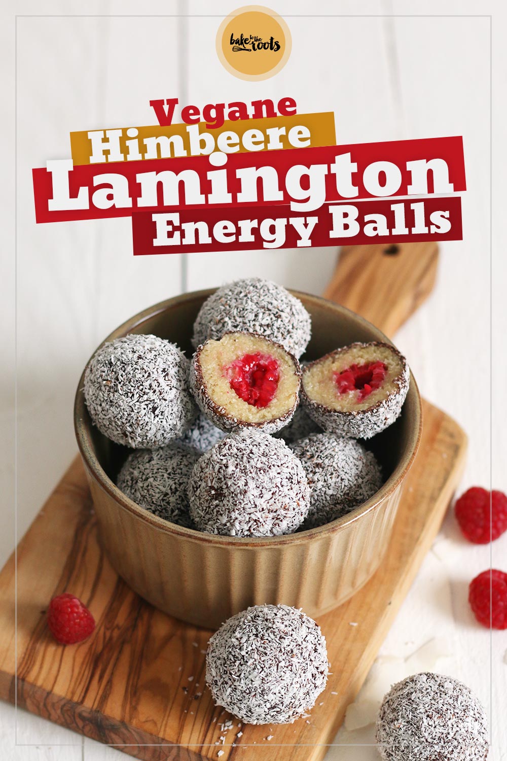 Vegane Himbeere Lamington Energy Balls | Bake to the roots