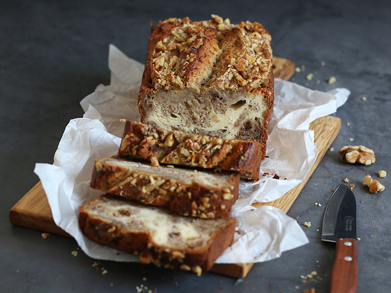Cream Cheese Swirl Banana Bread | Bake to the roots