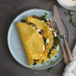 Vegan Chickpea Turmeric Crêpes with Spinach and Mushrooms | Bake to the roots
