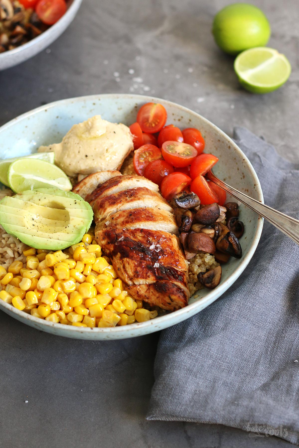 Quinoa Bowl with Chicken and Hummus | Bake to the roots