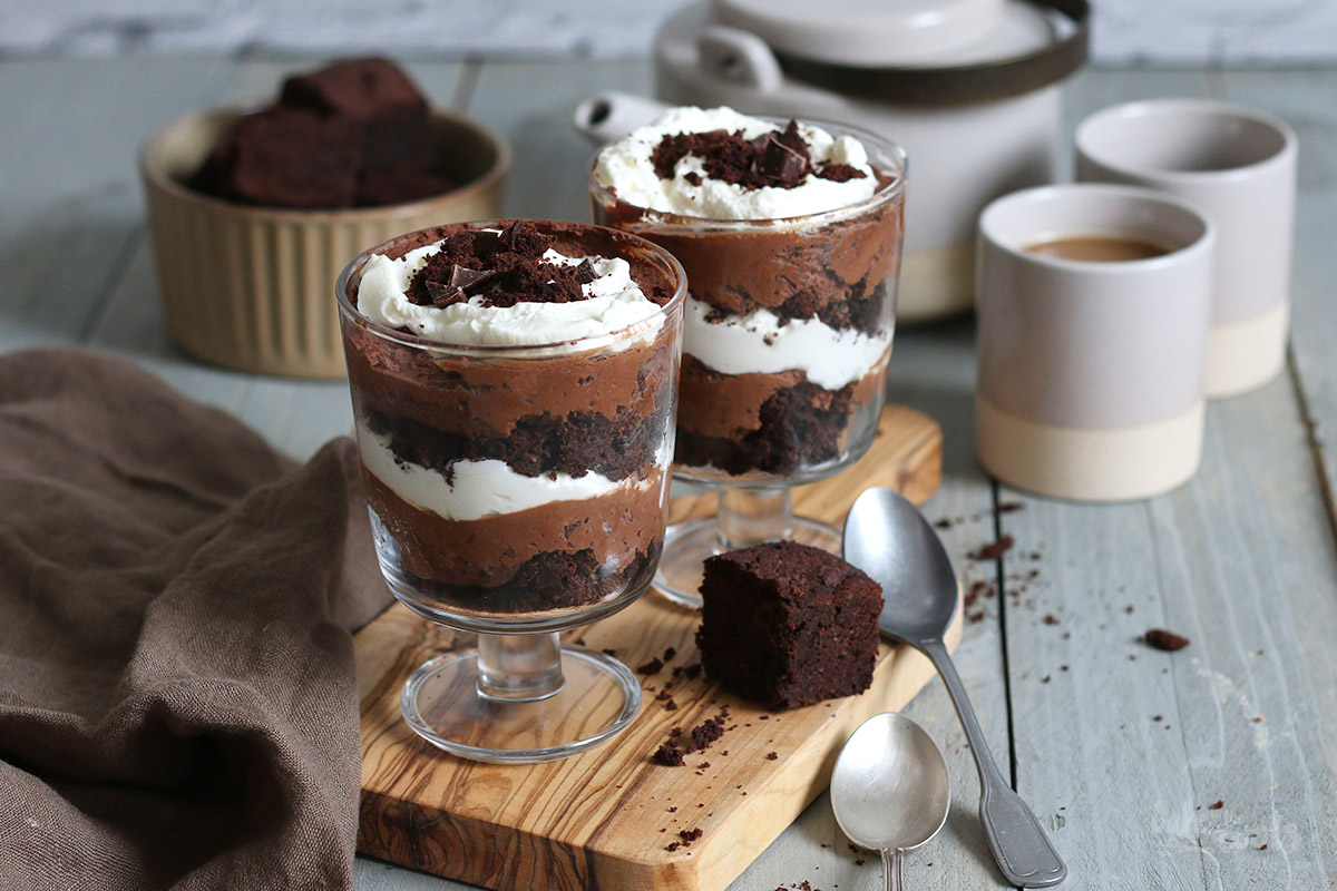 Mini Brownie Chocolate Mousse Trifles | Bake to the roots