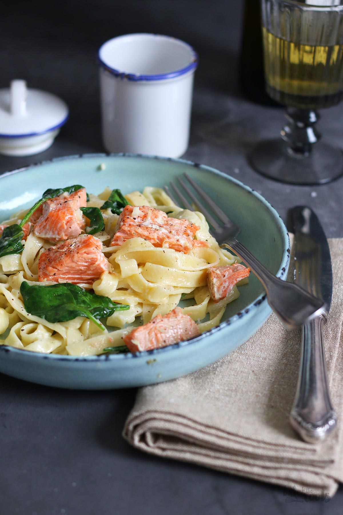 Tagliatelle with Salmon & Spinach | Bake to the roots