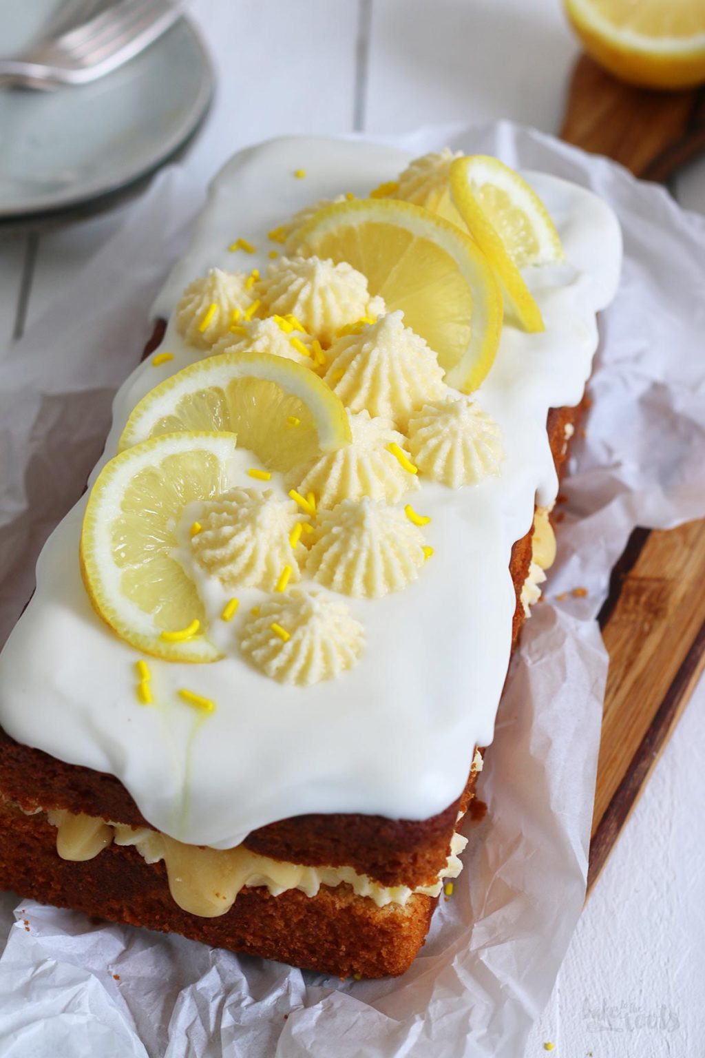 Buttermilk Lemon Pound Cake with Lemon Curd Bake to the roots