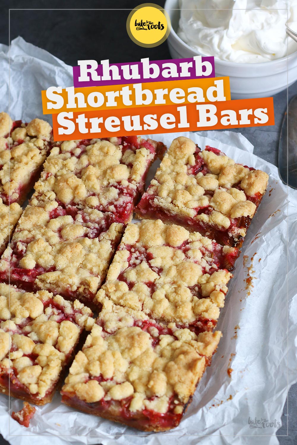 Rhubarb Shortbread Streusel Bars | Bake to the roots