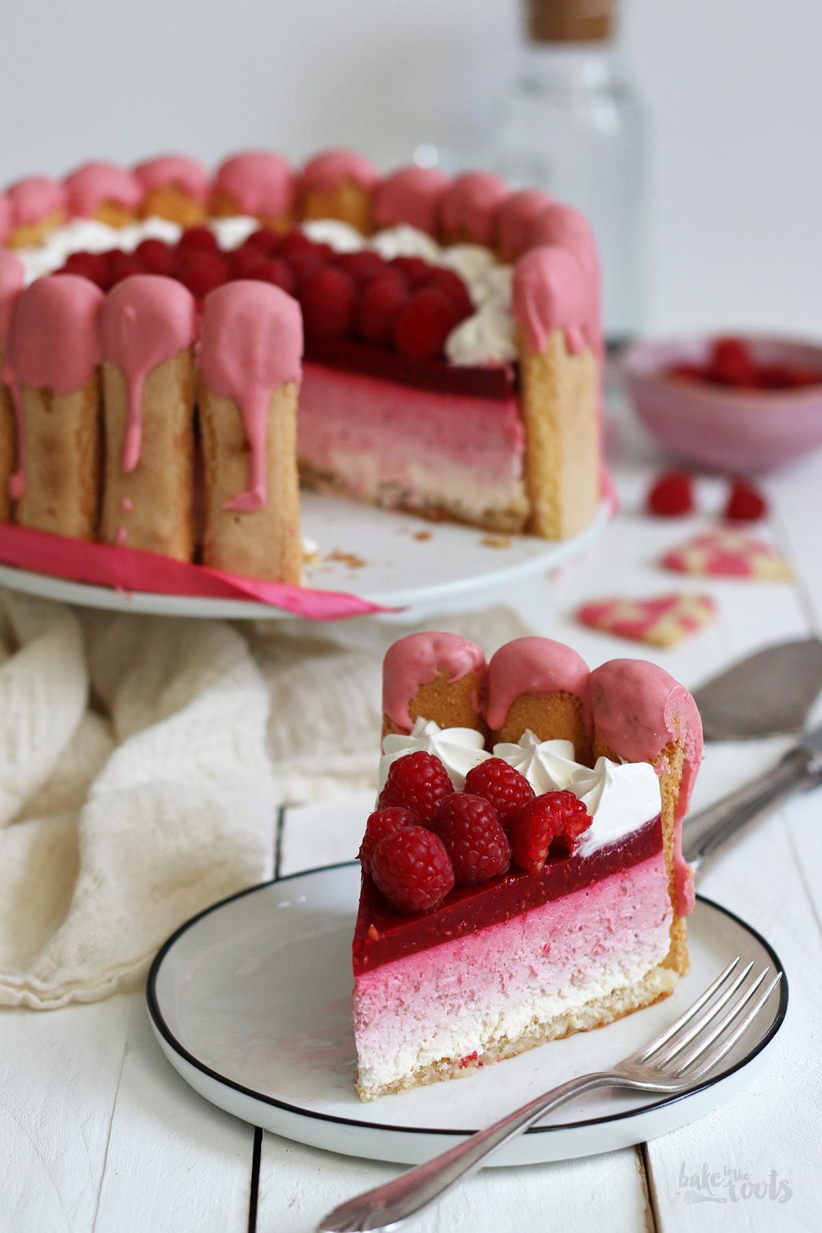 Raspberry Ombre Cheesecake Charlotte | Bake to the roots