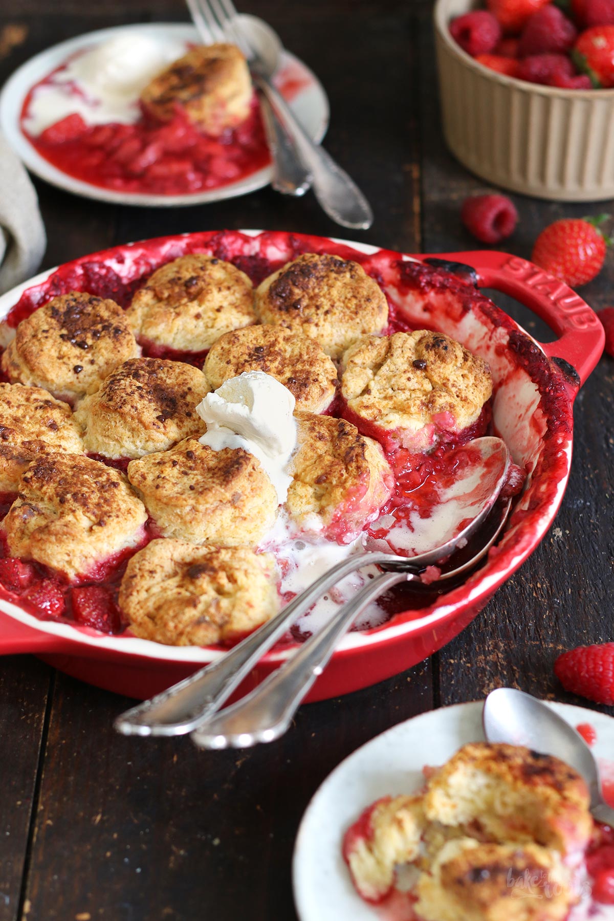 Strawberry & Raspberry Cobbler | Bake to the roots