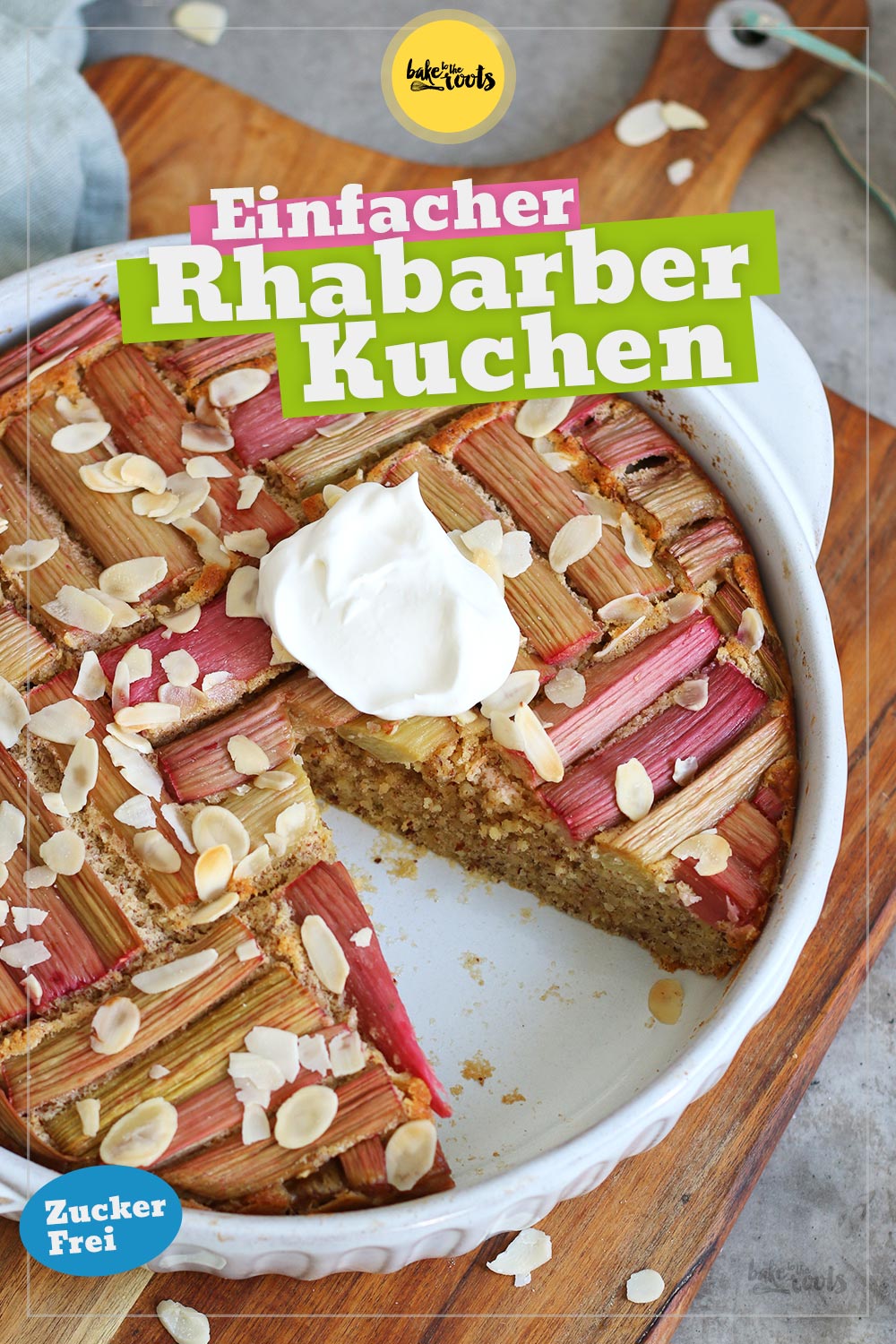 Einfacher Rhabarberkuchen (zuckerfrei) | Bake to the roots