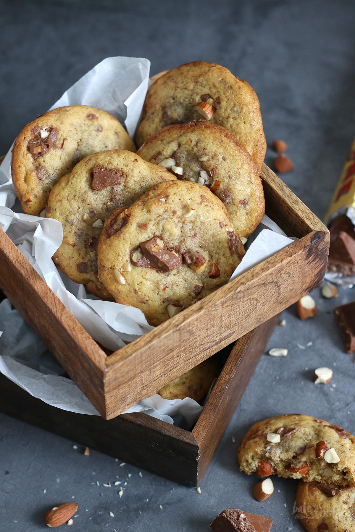 Toblerone Crunchy Almond Cookies | Bake to the roots