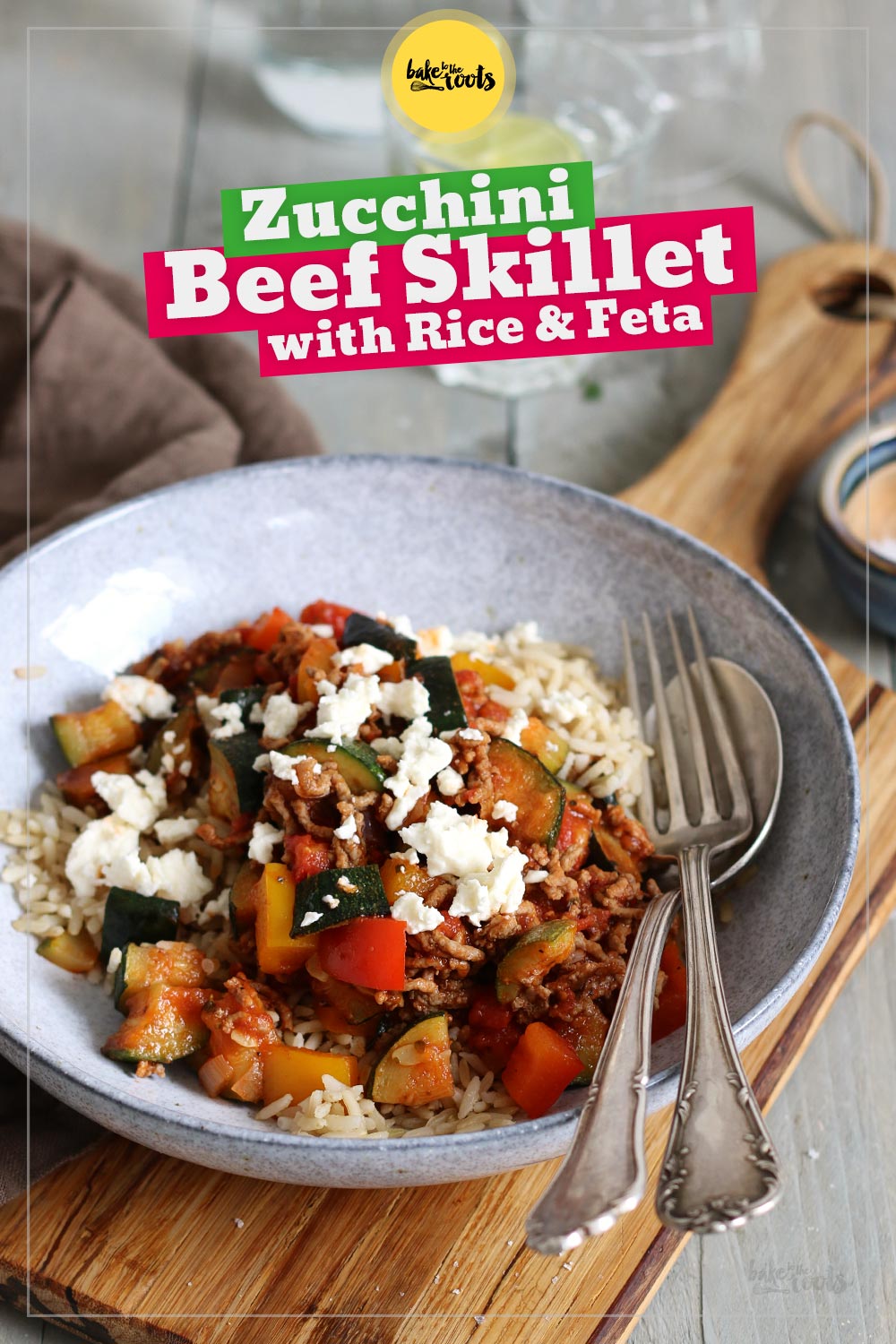 Easy Zucchini Beef Skillet with Rice & Feta | Bake to the roots
