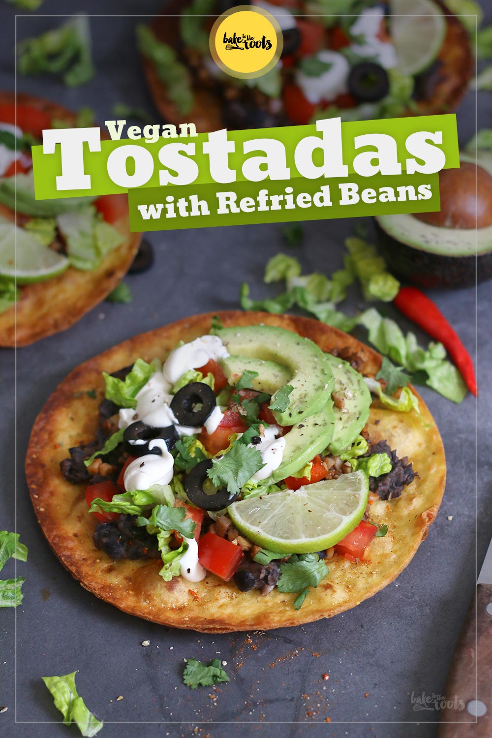 Vegan Tostadas with Refried Beans | Bake to the roots