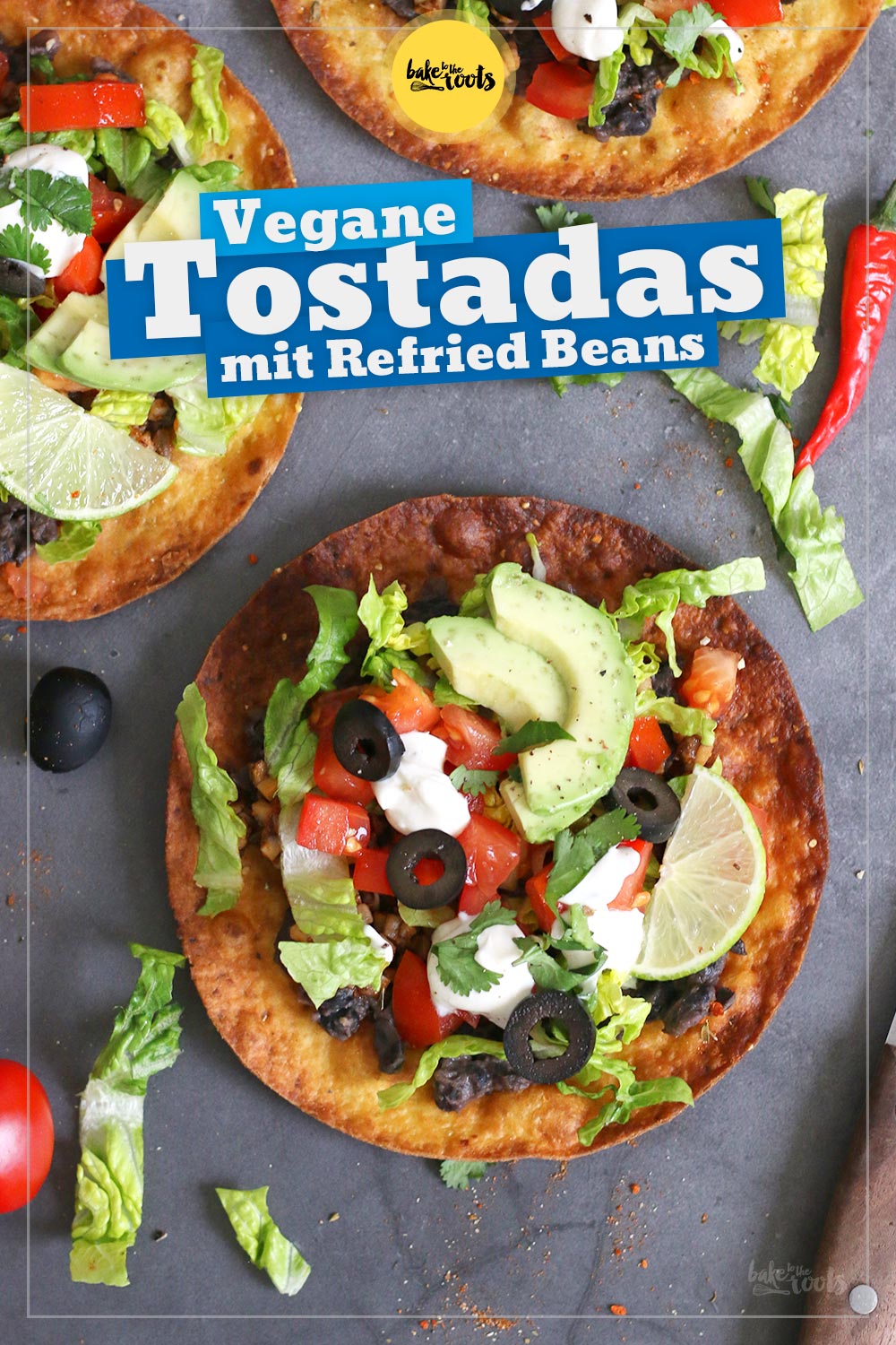Vegane Tostadas mit Refried Beans | Bake to the roots