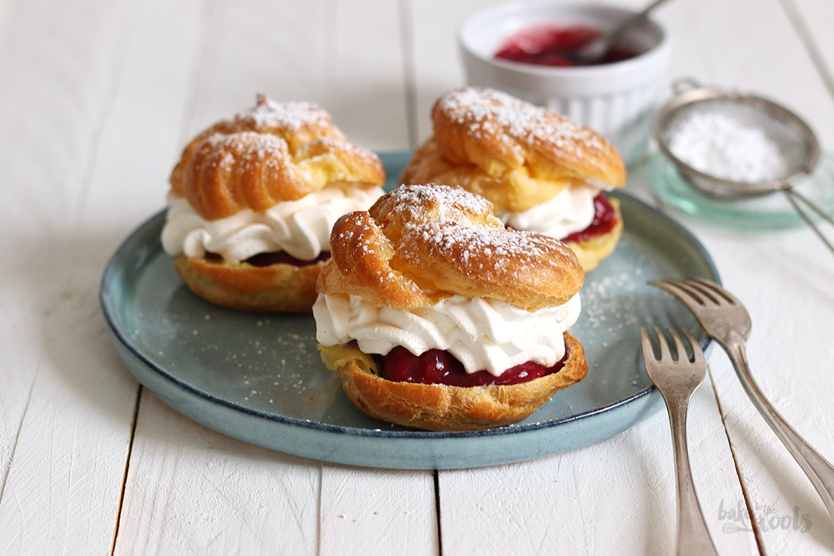 Windbeutel mit Kirschen &amp; Sahne | Bake to the roots | Bake to the roots