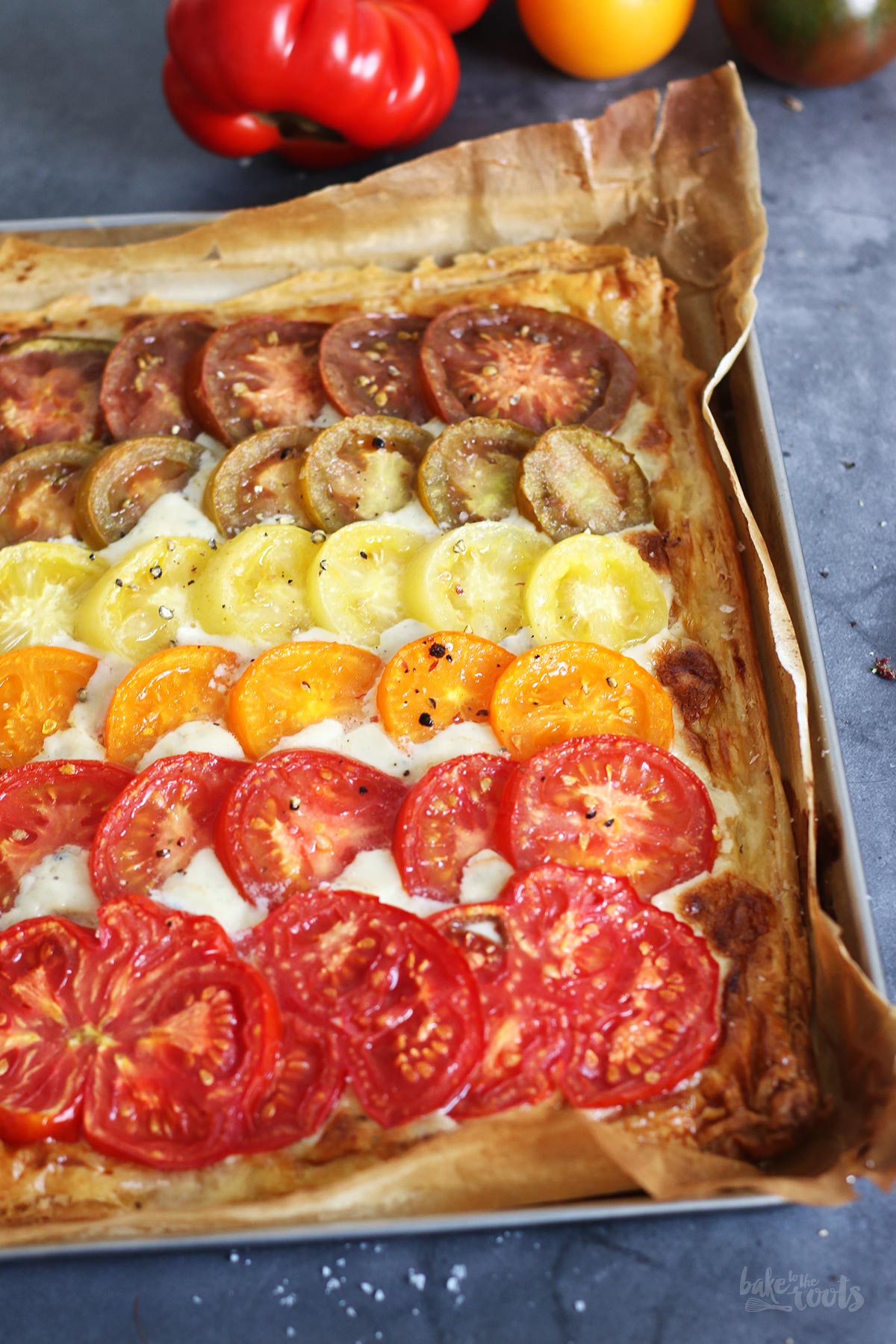 Ombre Tomaten Tarte mit Gorzonzola & Mascarpone | Bake to the roots