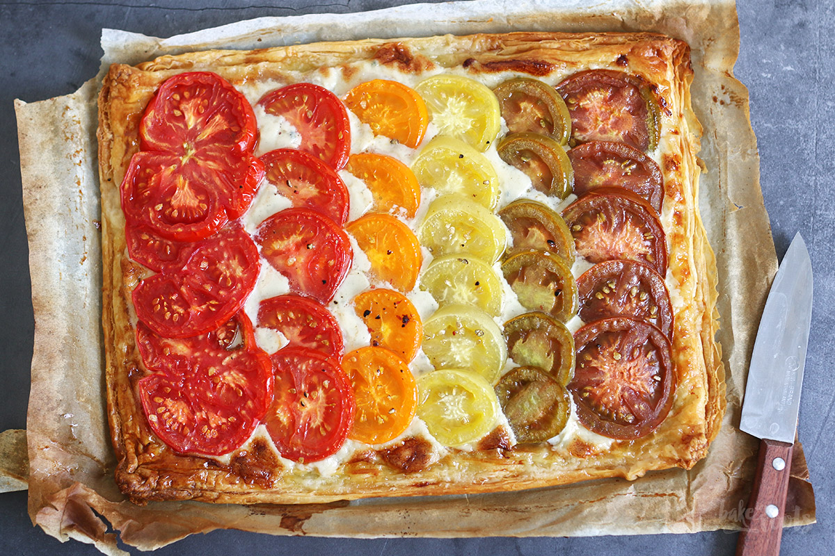 Ombre Tomaten Tarte mit Gorzonzola & Mascarpone | Bake to the roots