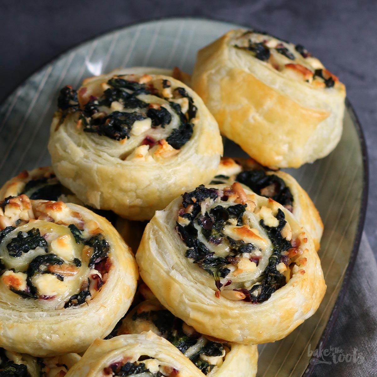 Spinach & Feta Puff Pastry Rolls Bake to the roots