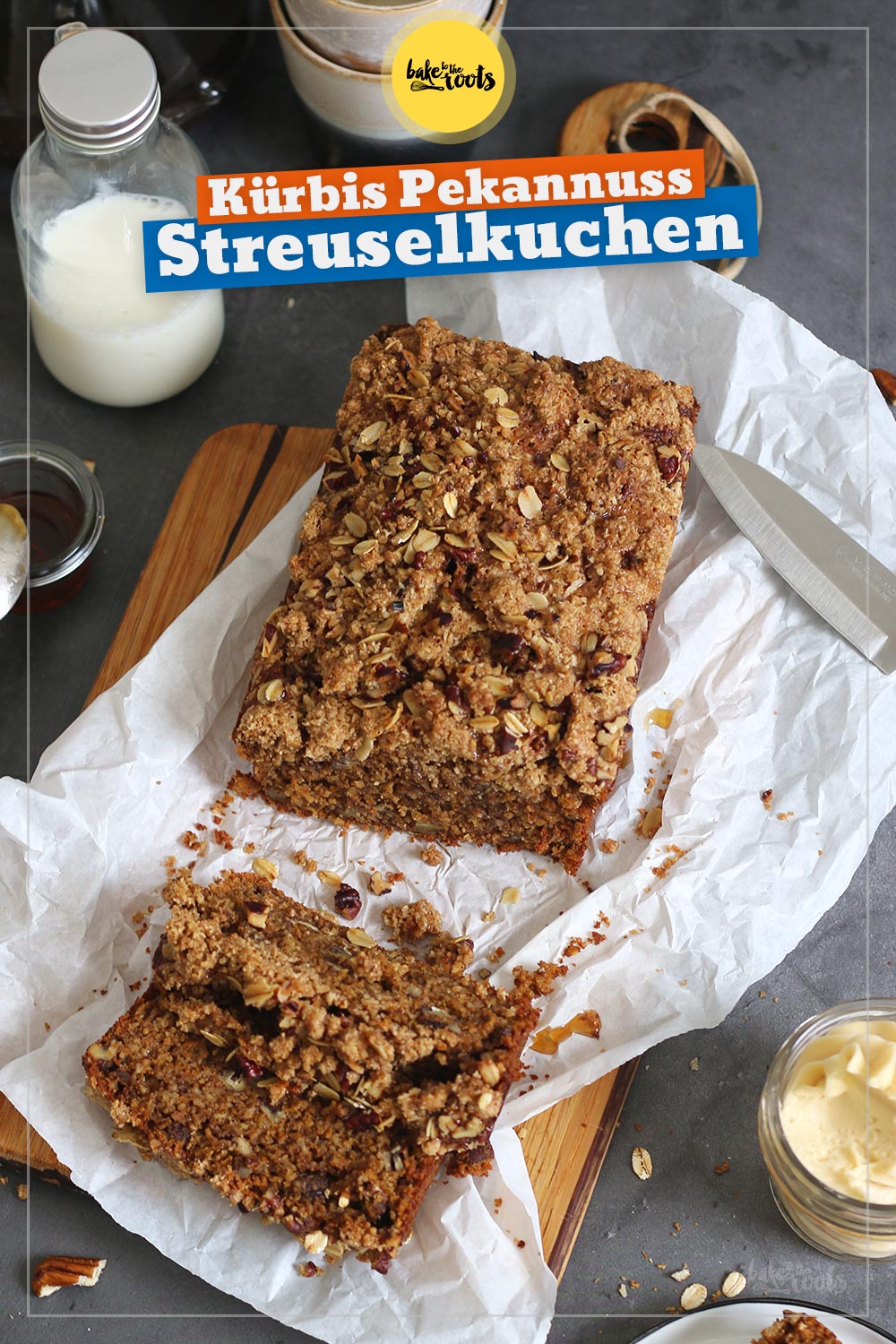 Kürbis Pekannuss Streuselkuchen (glutenfrei) | Bake to the roots