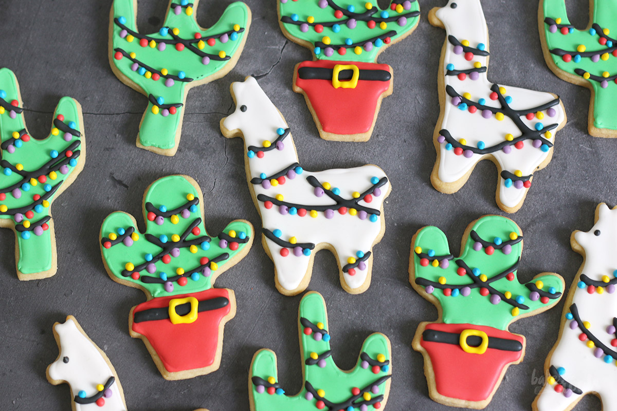Lama & Cactus Christmas Cookies | Bake to the roots
