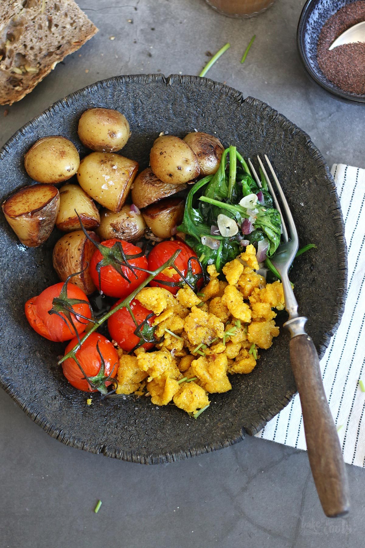 Vegan Breakfast Bowl with Vegan Scrambled Eggs