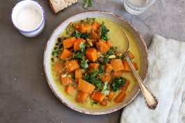 Coconut Butternut Pumpkin Legumes Kale Stew | Bake to the roots