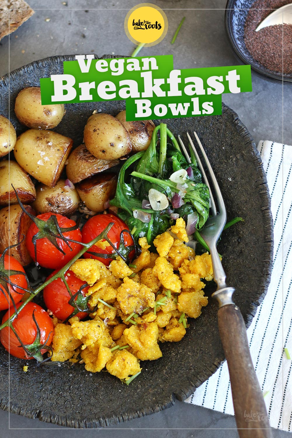 Vegan Savory Breakfast Bowl with Vegan Scrambled Eggs | Bake to the roots
