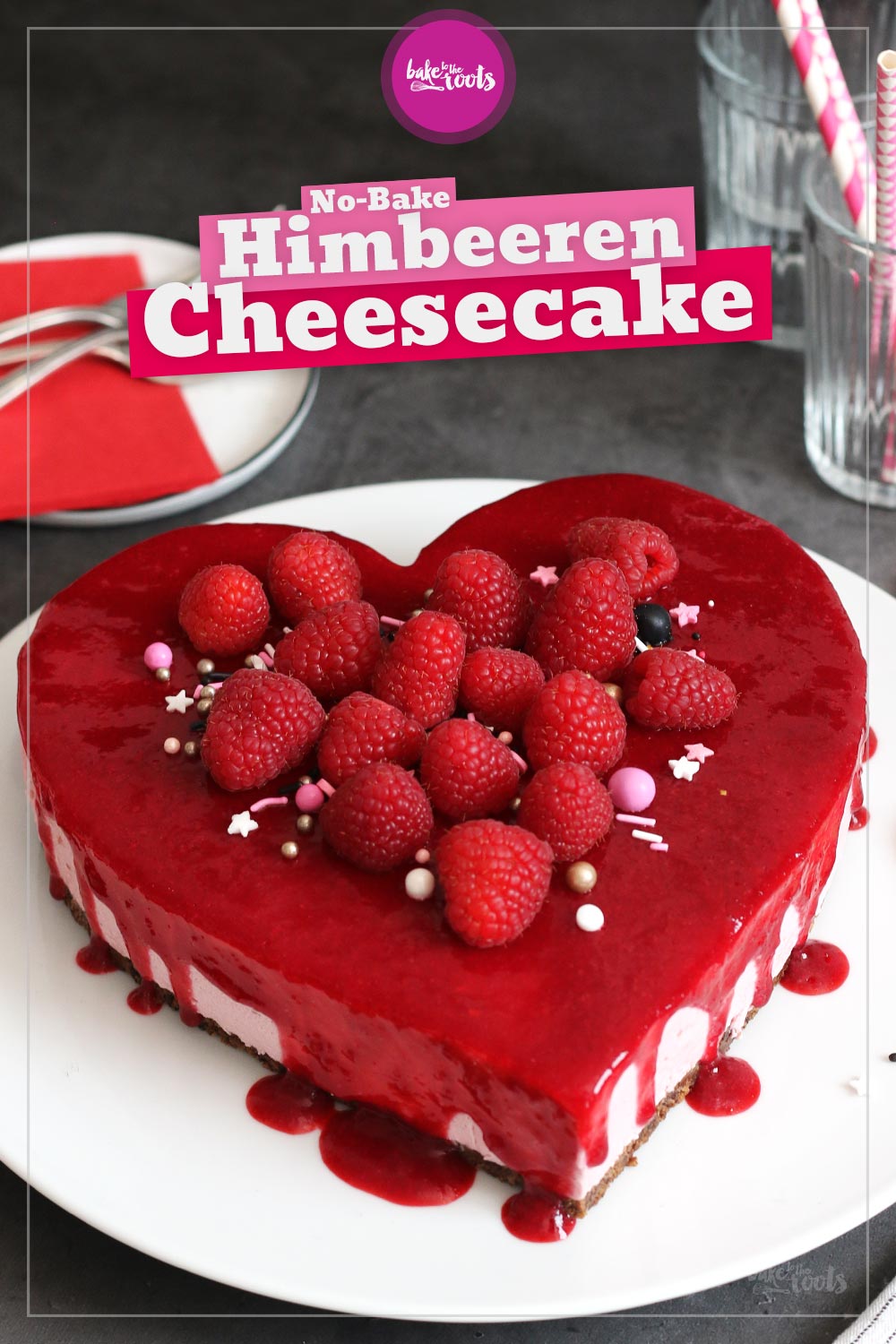 No-Bake Himbeeren Cheesecake Herz | Bake to the roots