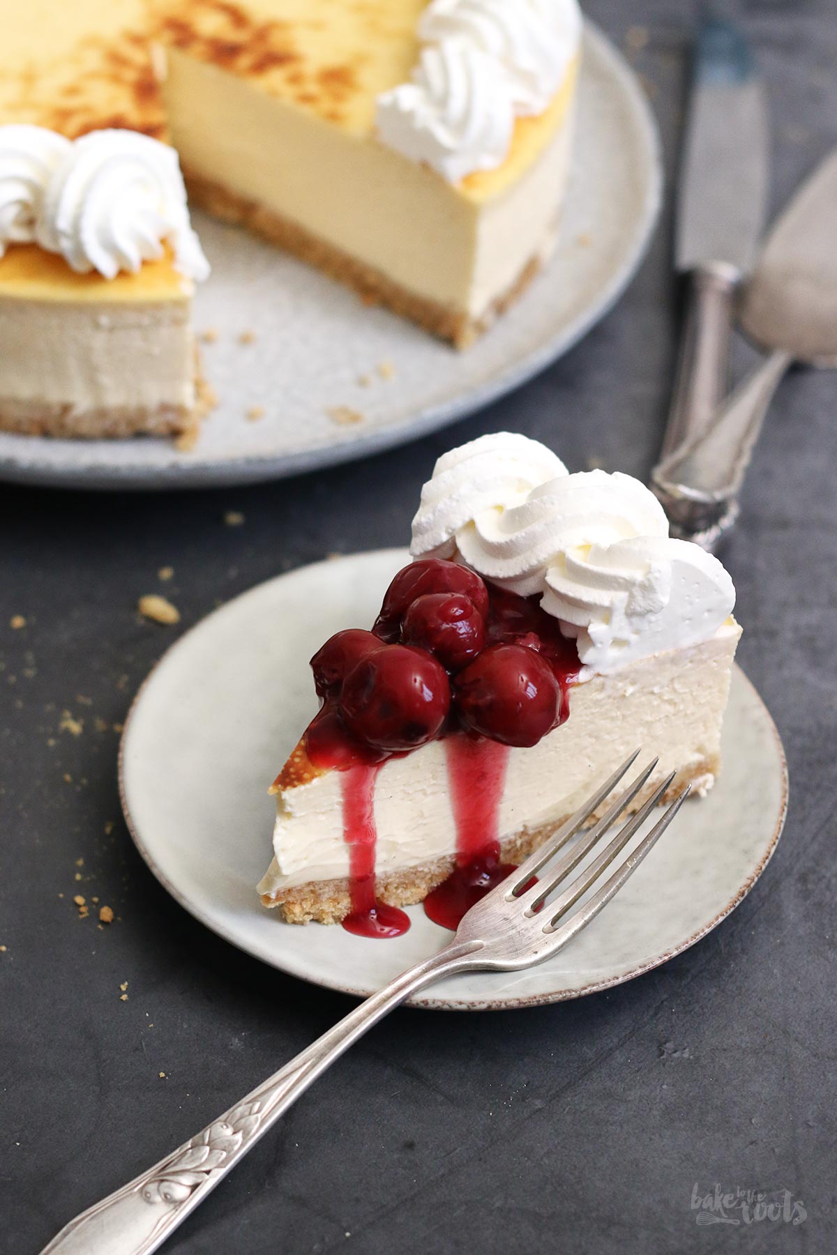 Creamiest Cheesecake with Cherry Compote (sugar-free) | Bake to the roots